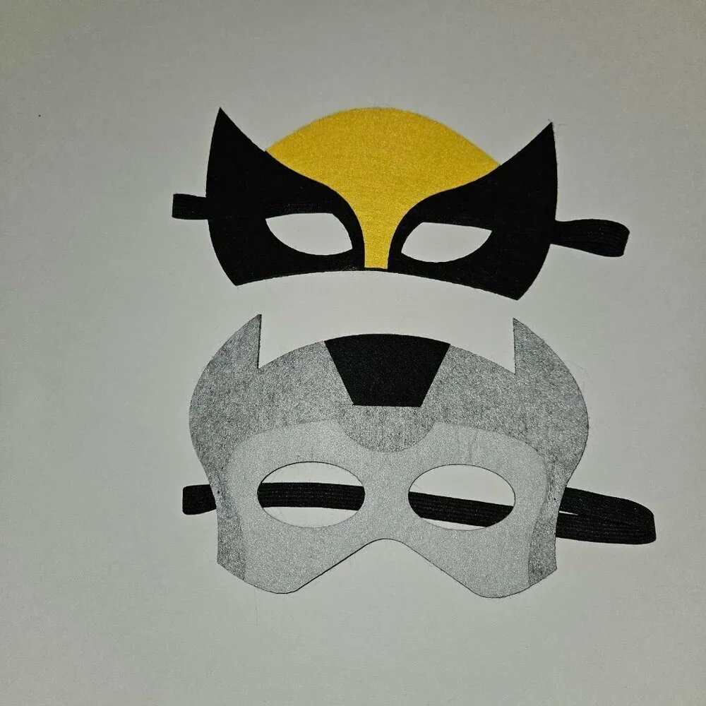 Handmade Super Hero Costume Lot 1 Reversible Cape 2 Masks Thor Hammer Wolverine